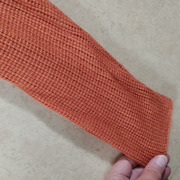 01W02 Eileen Fisher rust wool blend open weave v-neck sweater M - Picture 4 of 9